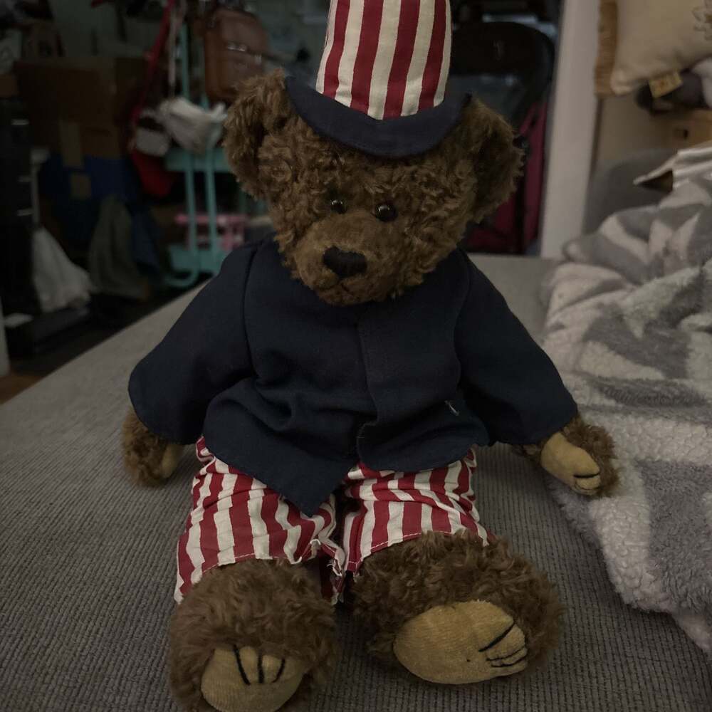 Vintage 1993 Ty Attic Treasures Samuel Bear Patriotic Uncle Sam Outfit Plush Toy